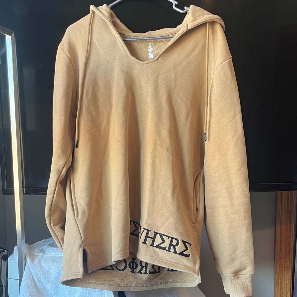 Tan Hoodie with Greek Letters